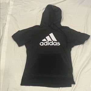 Adidas Men’s Black short sleeve hoodie with White Logo